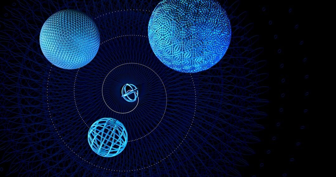Futuristic digital globe with data connections glowing in blue