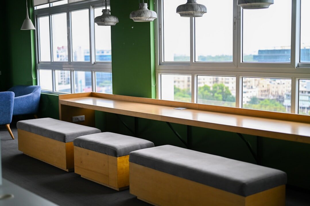Modern startup office with open collaborative workspace and natural light