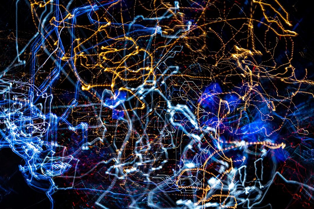 Artificial intelligence neural network visualization with glowing nodes